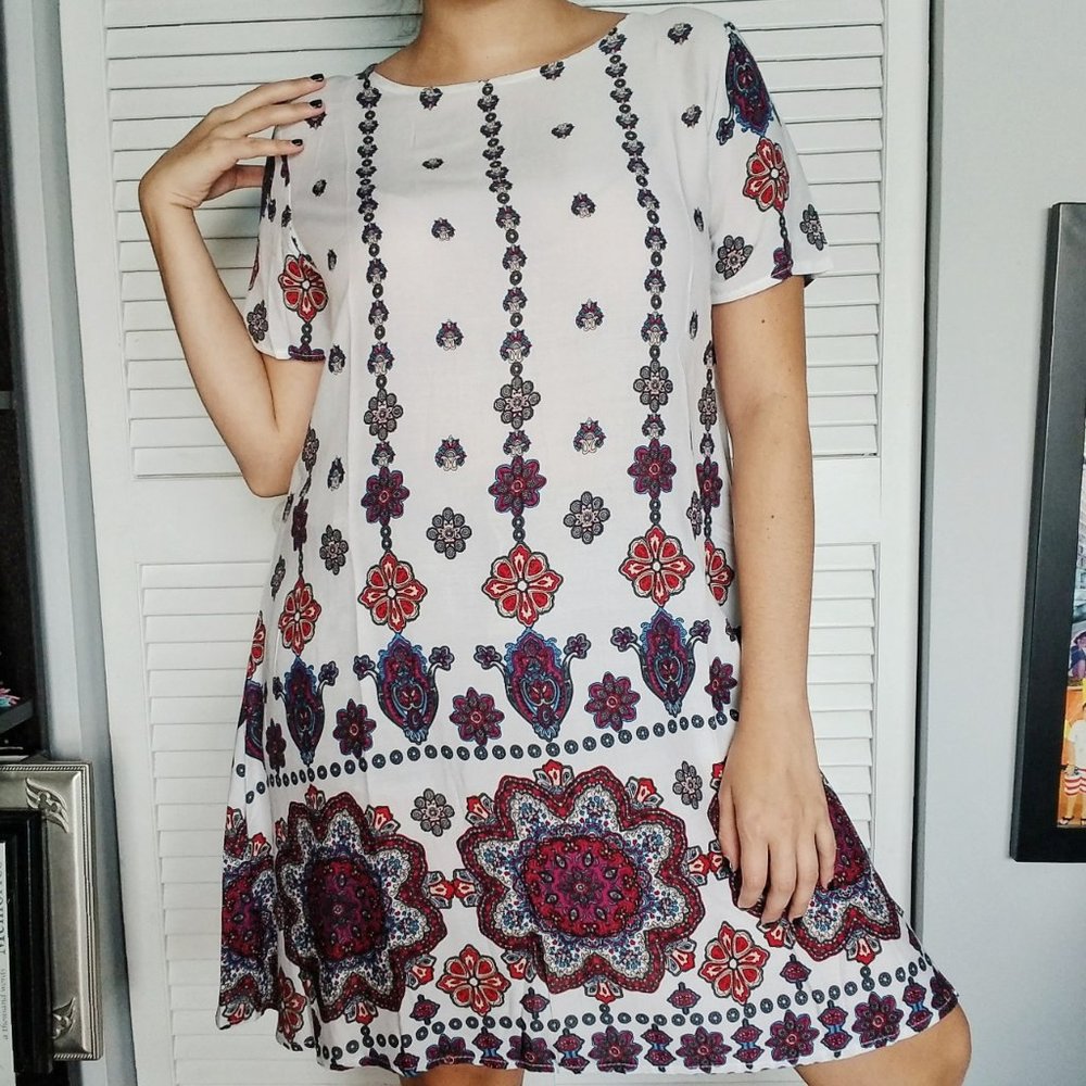 Pink Bohemian Large Loose Fitting Dress